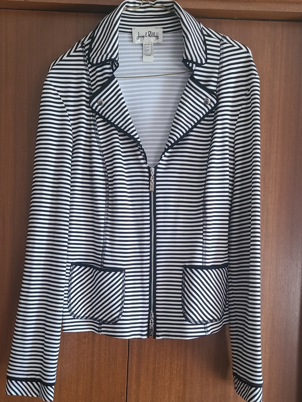 Vintage Joseph Ribkoff Black & White Striped Zip Jacket